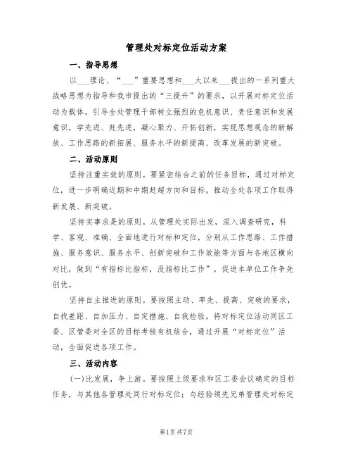 管理处对标定位活动方案(3篇)