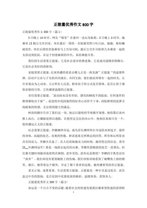 正能量优秀作文800字