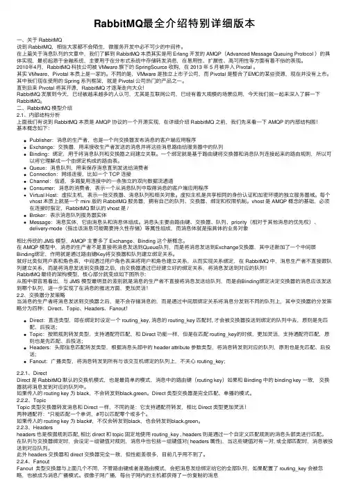 RabbitMQ最全介绍特别详细版本