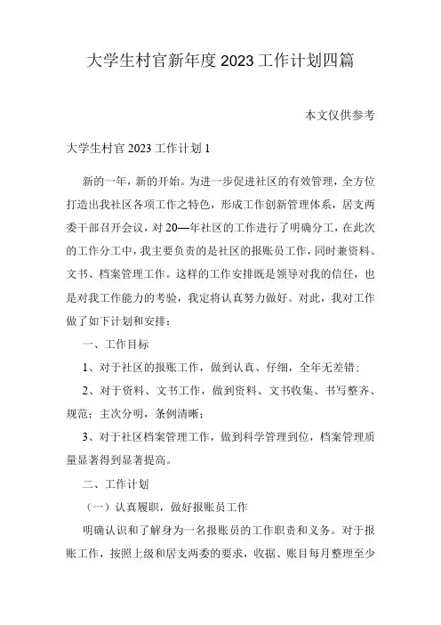 大学生村官新年度2023工作计划四篇