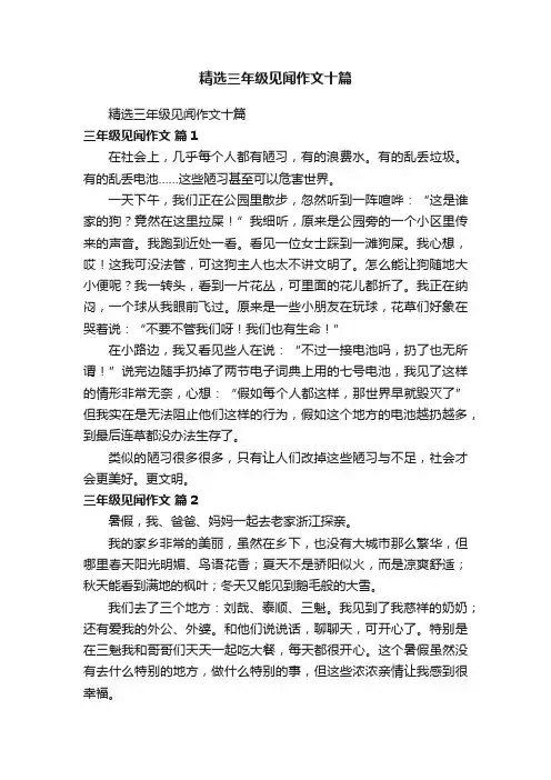 精选三年级见闻作文十篇