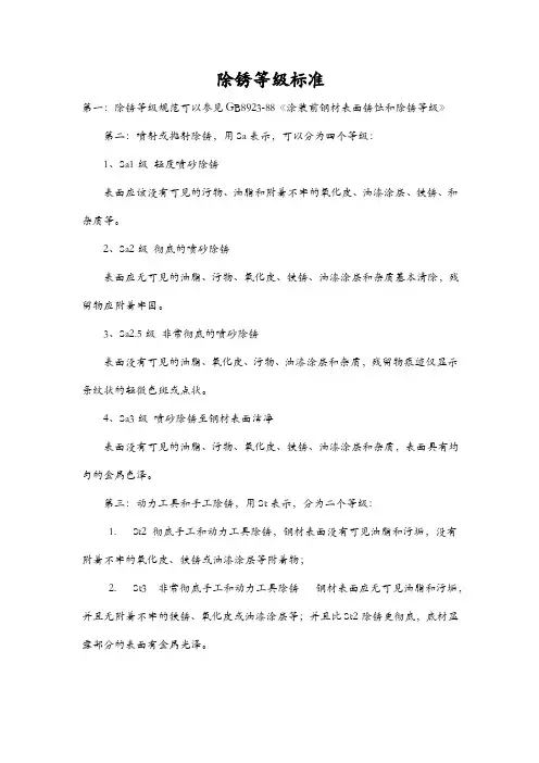 除锈等级标准