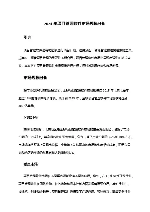 2024年项目管理软件市场规模分析