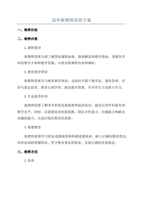 高中新教师培养方案