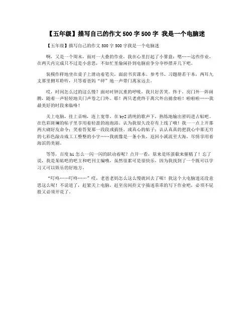 【五年级】描写自己的作文500字500字 我是一个电脑迷