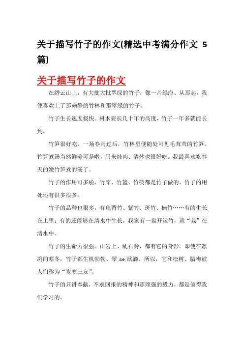 关于描写竹子的作文(精选中考满分作文5篇)