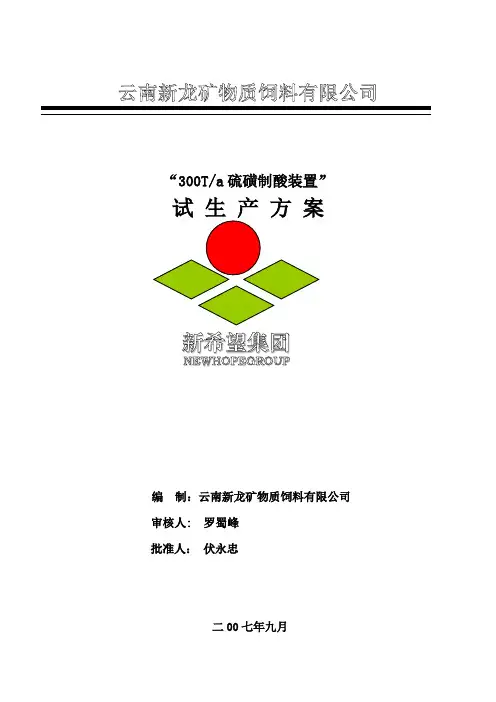 硫酸试生产方案