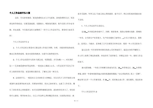个人工作总结开头5篇