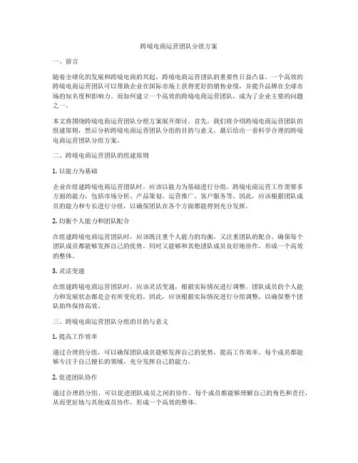 跨境电商运营团队分组方案