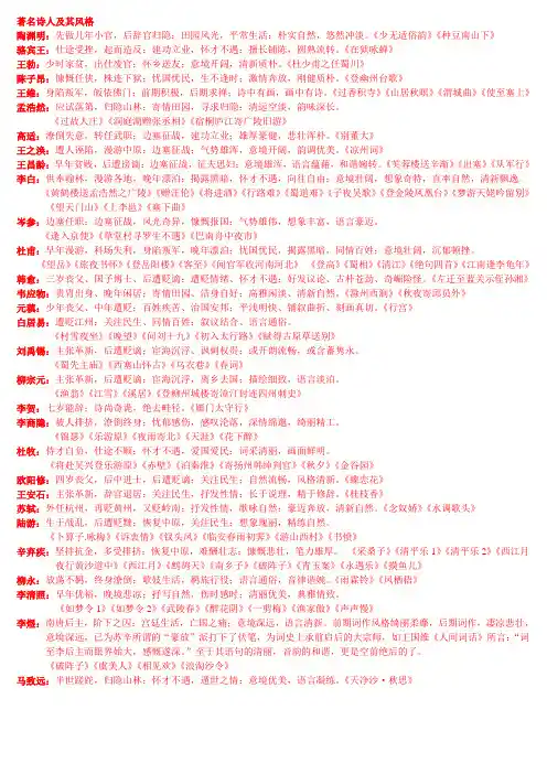 著名诗人及其风格