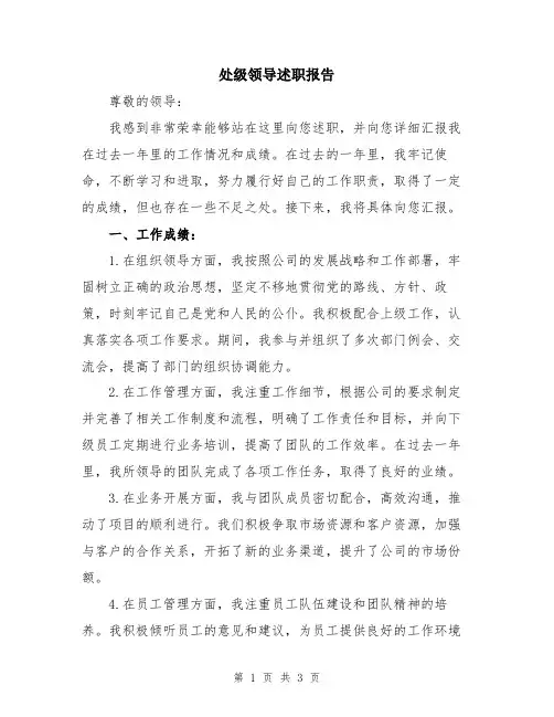 处级领导述职报告