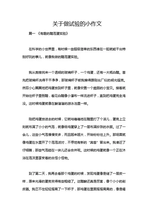 关于做试验的小作文