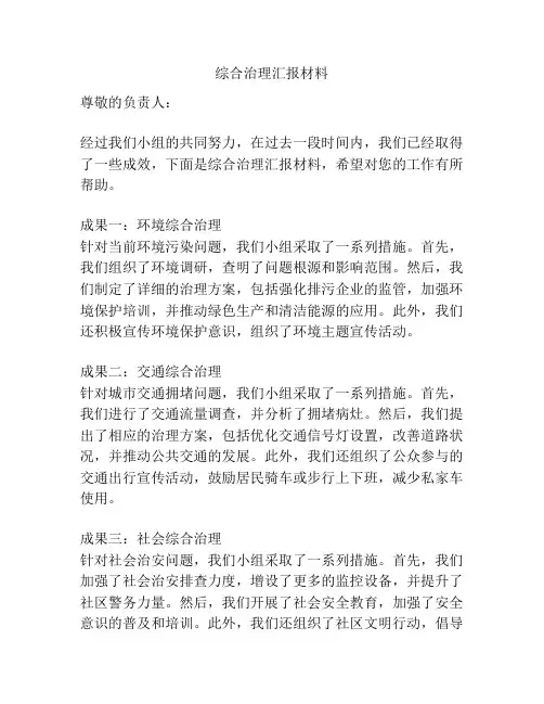综合治理汇报材料