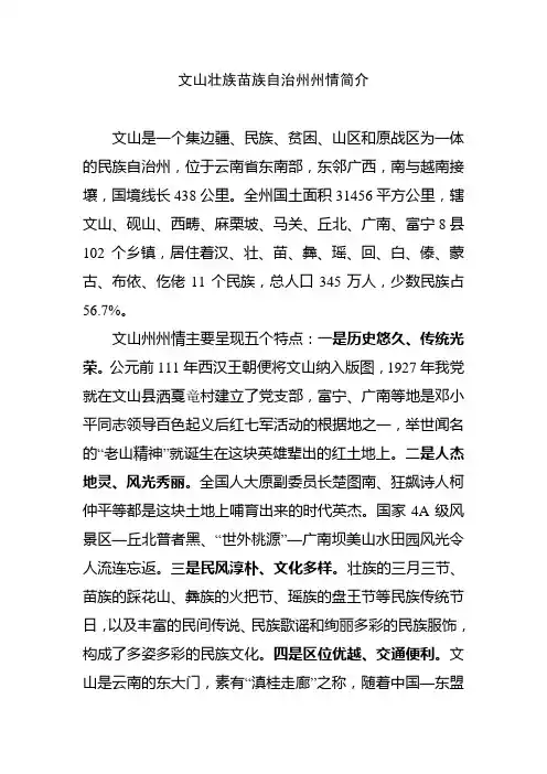 文山壮族苗族自治州州情简介