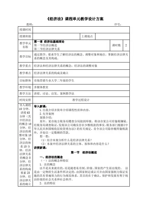 《经济法》第一章经济法基础理论教案(全)
