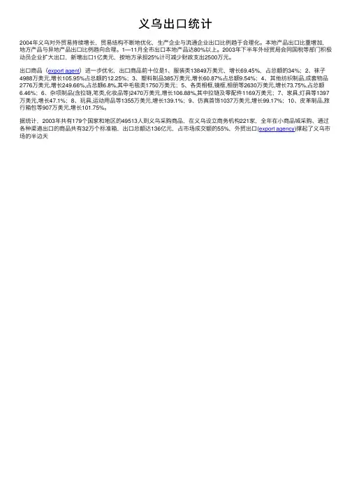 义乌出口统计