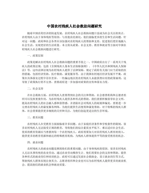 中国农村残疾人社会救助问题研究