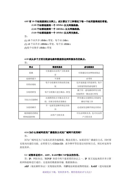 计算机通信与网络作业答案