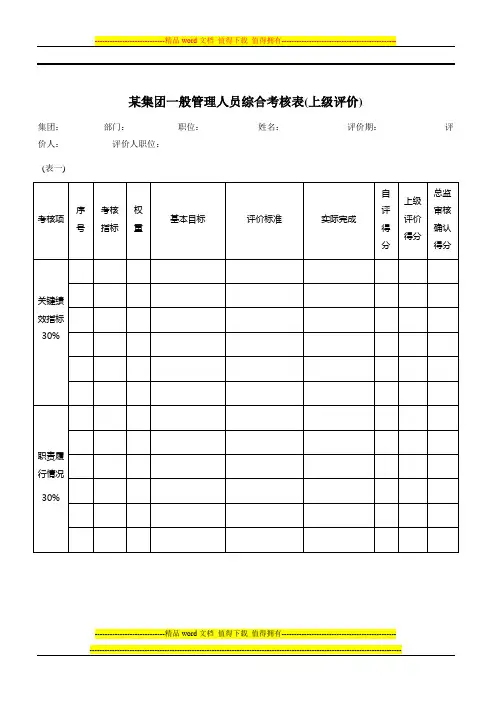 管理人员综合考核表