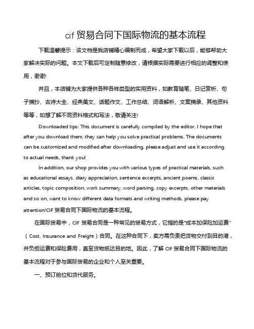 cif贸易合同下国际物流的基本流程