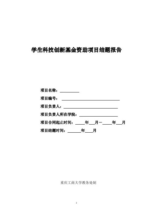 创新基金项目结题报告