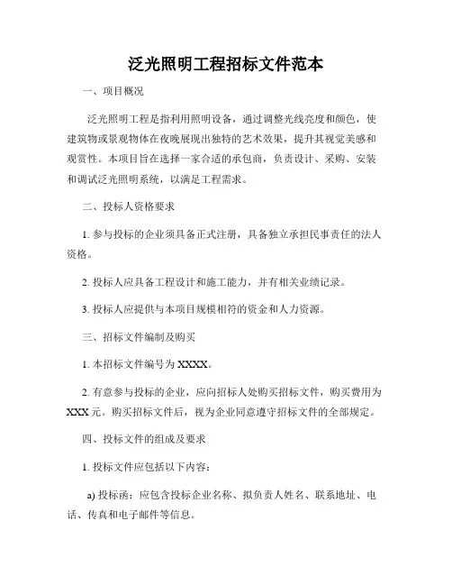 泛光照明工程招标文件范本