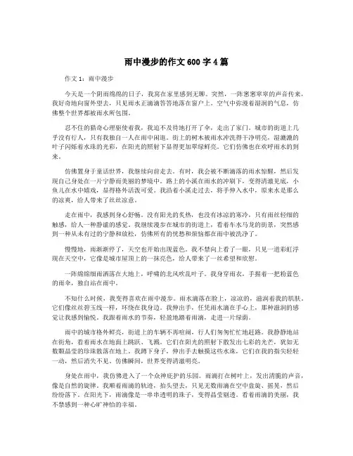 雨中漫步的作文600字4篇