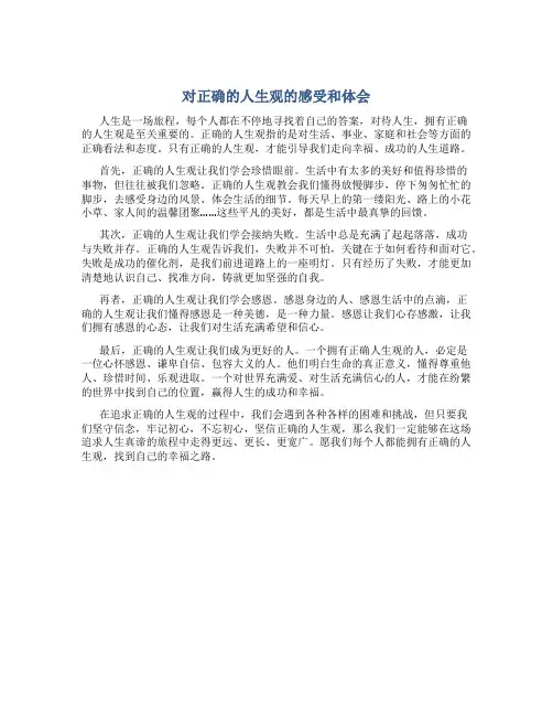 对正确的人生观的感受和体会
