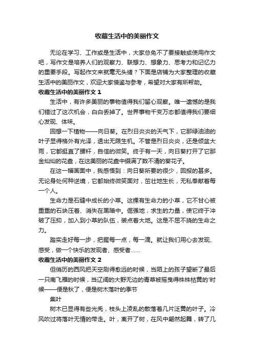 收藏生活中的美丽作文