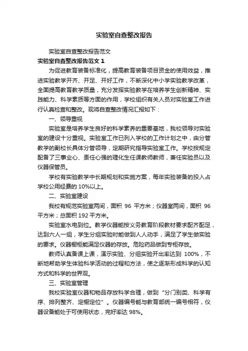 实验室自查整改报告