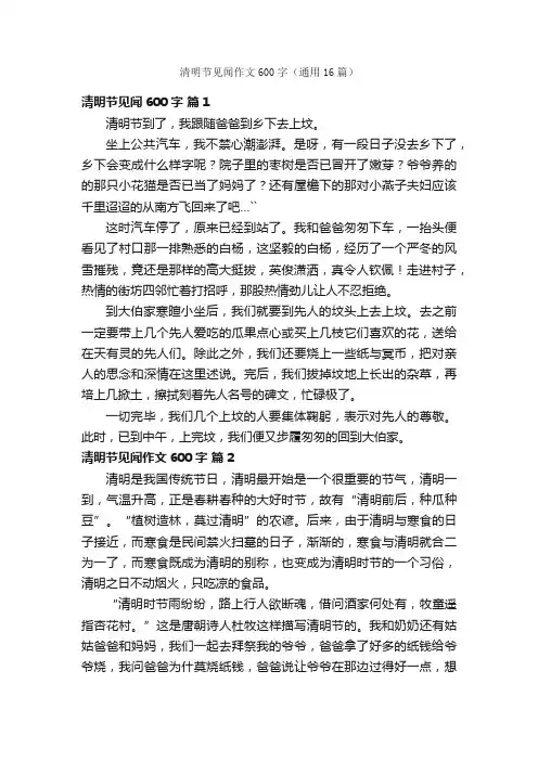 清明节见闻作文600字（通用16篇）