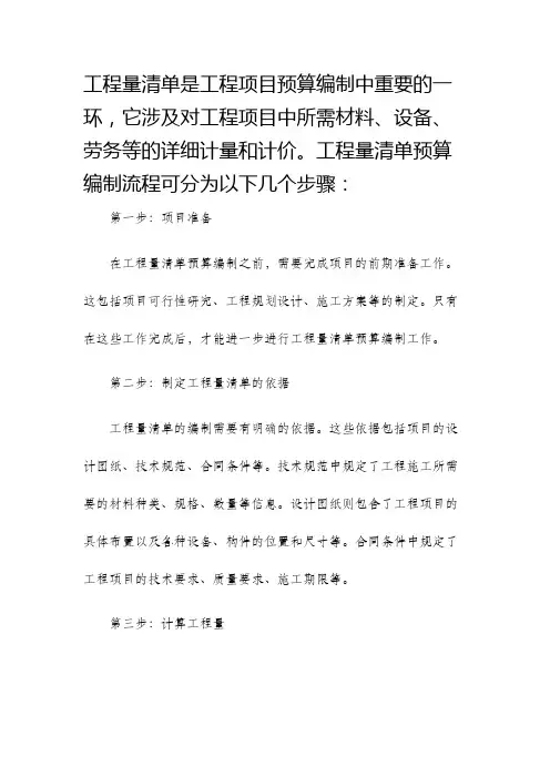 工程量清单预算编制流程
