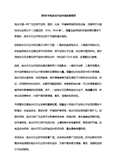 2023年电泳仪行业市场发展现状