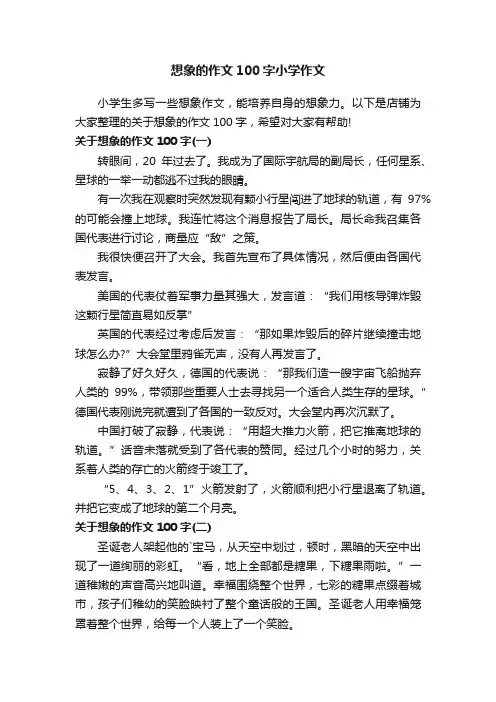 想象的作文100字小学作文
