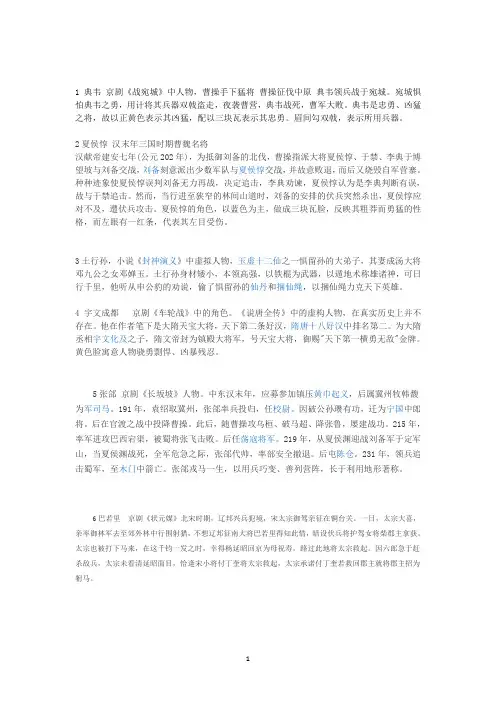 脸谱人物介绍