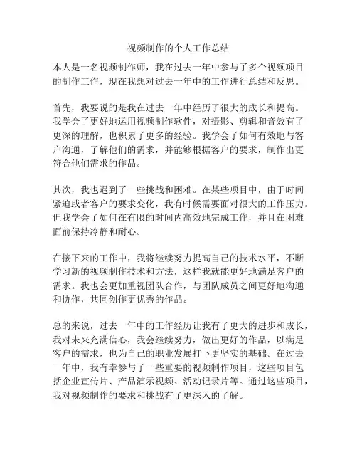 视频制作的个人工作总结