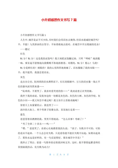 小升初感想作文书写7篇