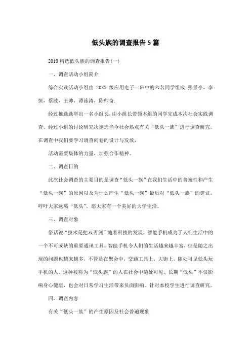 低头族的调查报告5篇