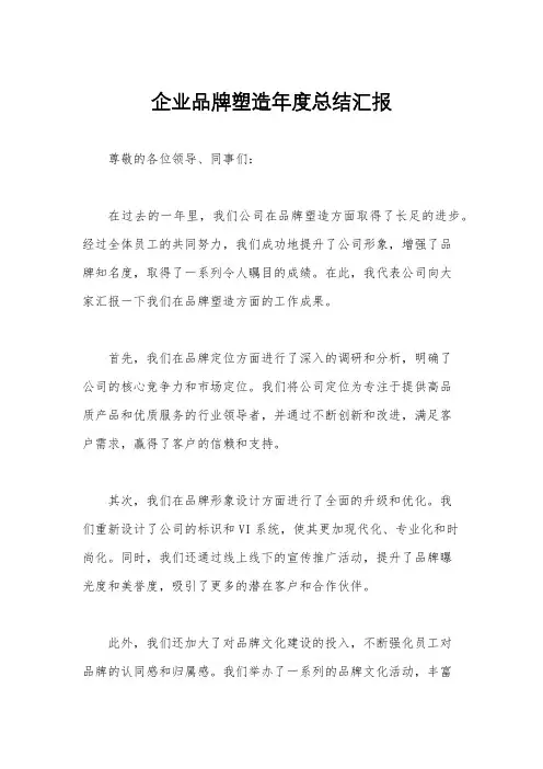 企业品牌塑造年度总结汇报