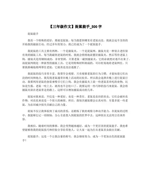 【三年级作文】捉鼠能手_500字