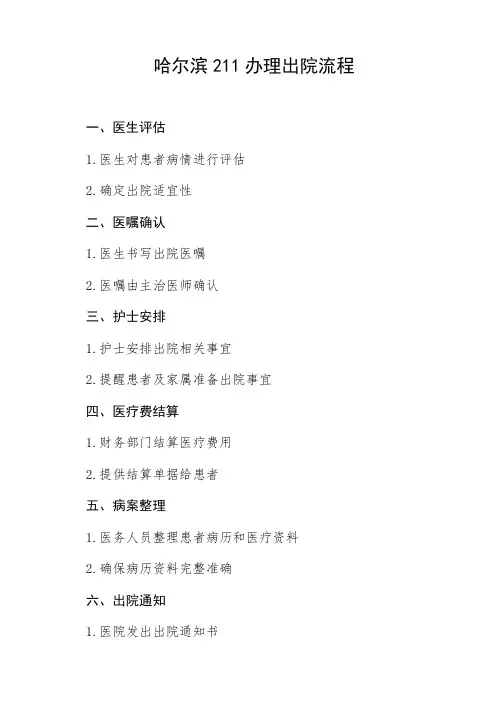 哈尔滨211办理出院流程