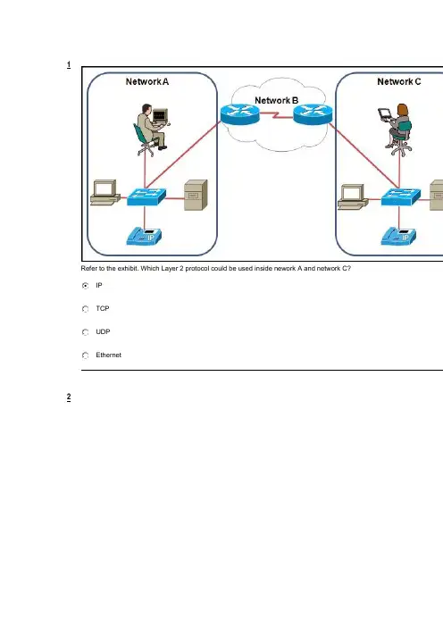 思科第一学期期末考试考题CCNA