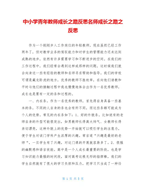 中小学青年教师成长之路反思名师成长之路之反思