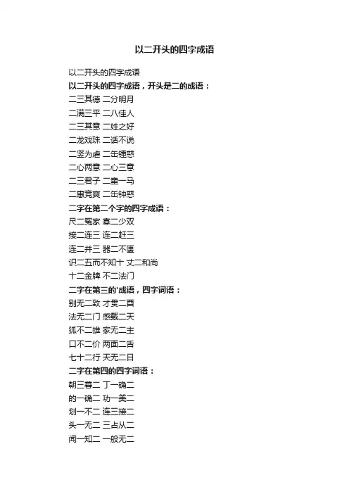 以二开头的四字成语