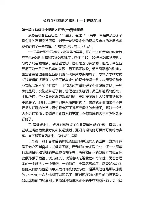 私营企业发展之我见（一）弊端显现