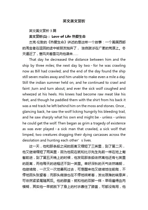 英文美文赏析3篇