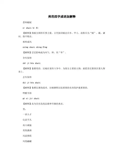 帅的四字成语加解释
