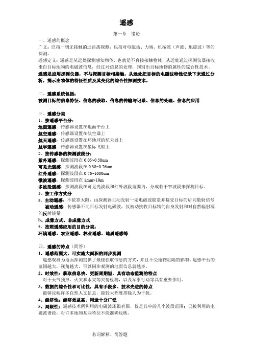 (完整版)遥感导论重点