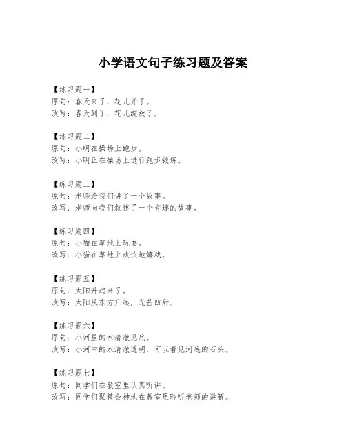 小学语文句子练习题及答案