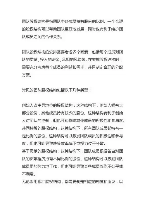 团队股权结构介绍
